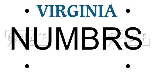 NUMBRS Virginia License Plate