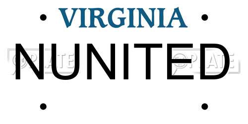 NUNITED Virginia License Plate
