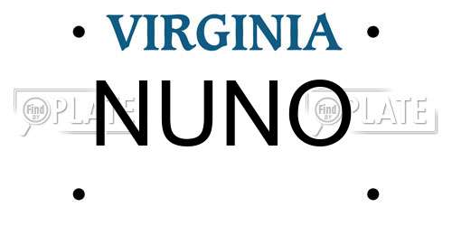 NUNO Virginia License Plate
