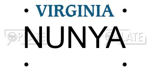 NUNYA Virginia License Plate