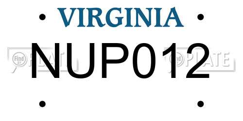 NUP012 Virginia License Plate