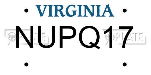 NUPQ17 Virginia License Plate