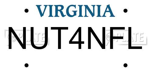 NUT4NFL Virginia License Plate