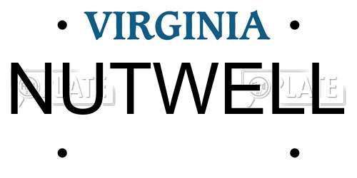 NUTWELL Virginia License Plate