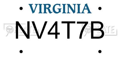 NV4T7B Virginia License Plate