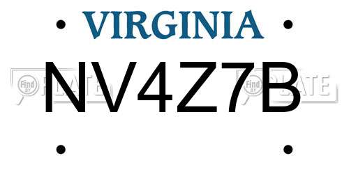 NV4Z7B Virginia License Plate