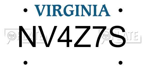 NV4Z7S Virginia License Plate