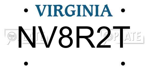 NV8R2T Virginia License Plate