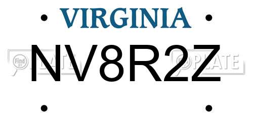 NV8R2Z Virginia License Plate