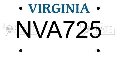 NVA725 Virginia License Plate