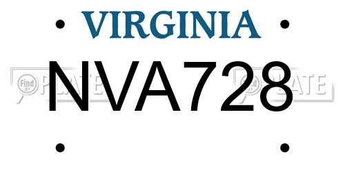 NVA728 Virginia License Plate