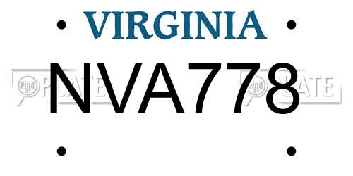 NVA778 Virginia License Plate