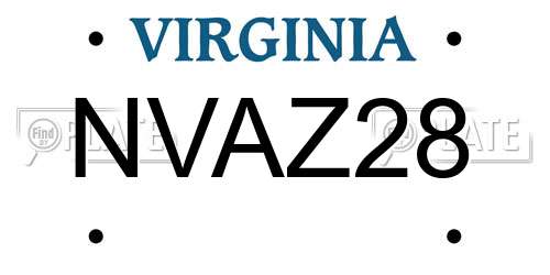 NVAZ28 Virginia License Plate