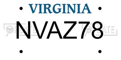 NVAZ78 Virginia License Plate