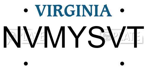 NVMYSVT Virginia License Plate