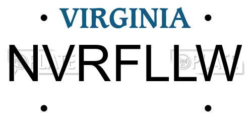 NVRFLLW Virginia License Plate