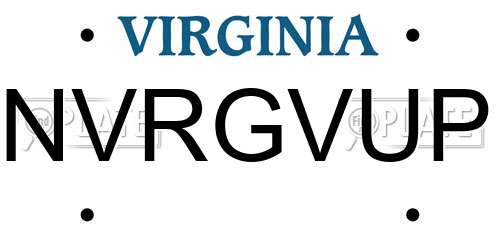 NVRGVUP Virginia License Plate
