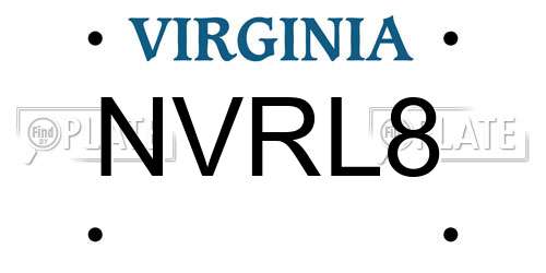 NVRL8 Virginia License Plate