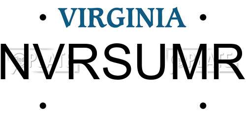 NVRSUMR Virginia License Plate