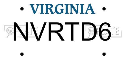 NVRTD6 Virginia License Plate