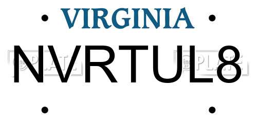 NVRTUL8 Virginia License Plate