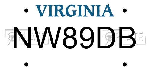 NW89DB Virginia License Plate