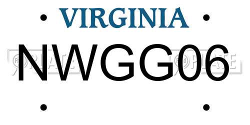 NWGG06 Virginia License Plate