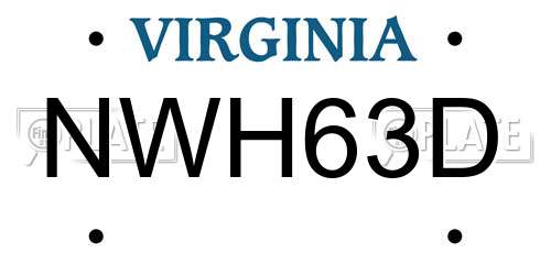 NWH63D Virginia License Plate
