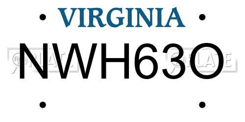 NWH63O Virginia License Plate