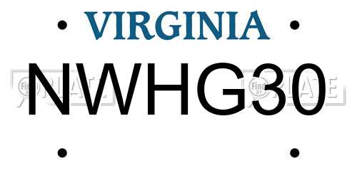 NWHG30 Virginia License Plate