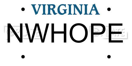NWHOPE Virginia License Plate