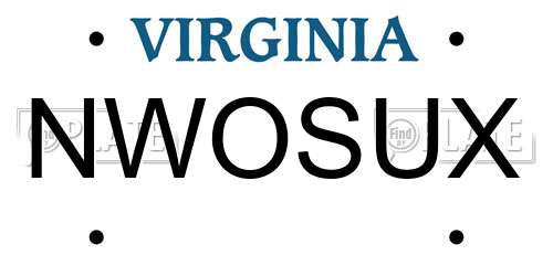 NWOSUX Virginia License Plate