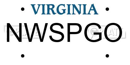 NWSPGO Virginia License Plate