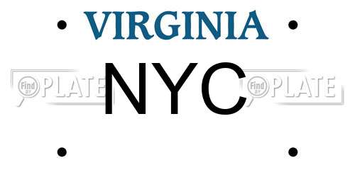 NYC Virginia License Plate