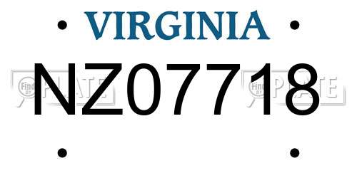 NZ07718 Virginia License Plate