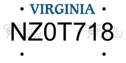 NZ0T718 Virginia License Plate