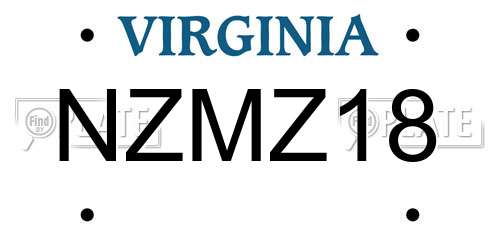 NZMZ18 Virginia License Plate