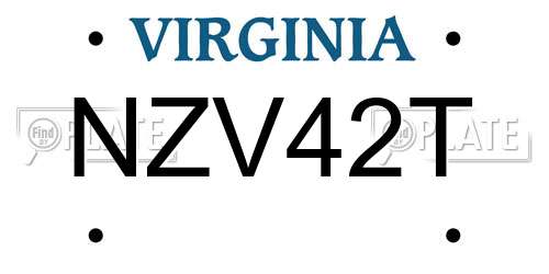 NZV42T Virginia License Plate