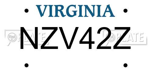 NZV42Z Virginia License Plate
