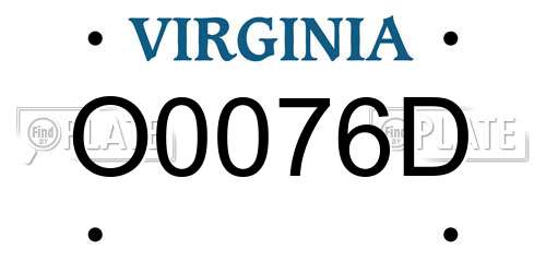 O0076D Virginia License Plate