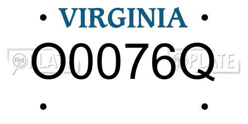 O0076Q Virginia License Plate