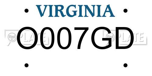 O007GD Virginia License Plate