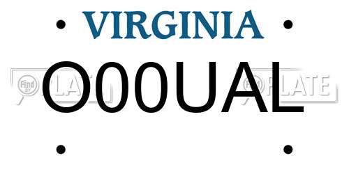 O00UAL Virginia License Plate