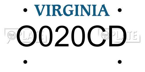 O020CD Virginia License Plate
