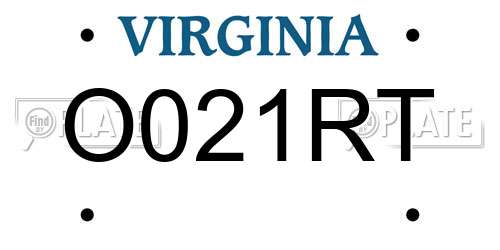 O021RT Virginia License Plate