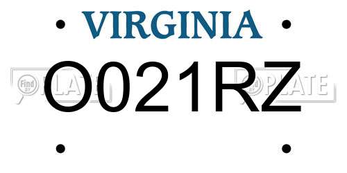 O021RZ Virginia License Plate