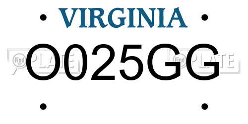 O025GG Virginia License Plate