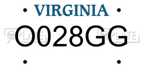 O028GG Virginia License Plate