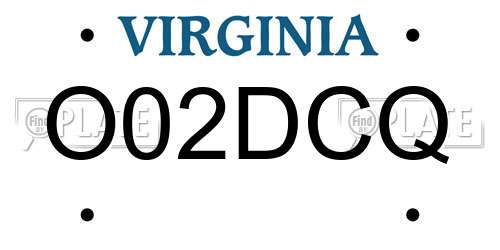 O02DCQ Virginia License Plate