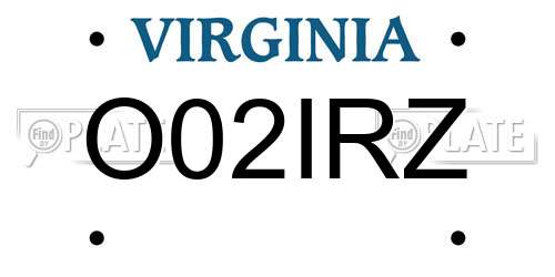 O02IRZ Virginia License Plate